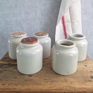 French Stoneware Mustard Jar Lab Lagny, Vintage French Crock Pot, Antique Kitchen Storage Jar, Rustic Farmhouse Decor, Sold Individually