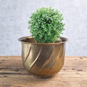 Vintage Brass Cache Pot Planter, Gold Metal Plant Pot, French Mid Century Indoor Planter, Boho Cottage Decor