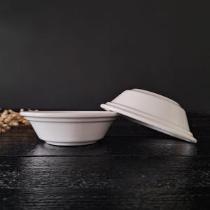 Set mit 2 weißen runden stapelbaren Schüsseln von SARREGUEMINES, weiße Keramikschüssel-Set, Restaurant Ware, weiße Keramikschüssel