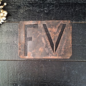 Antique French Metal Stencil Intials FV