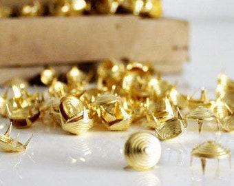 880 Pcs French Vintage Golden Punk Dome Round Rivet Studs 15mm Rivets Studs Spikes New Old Stock