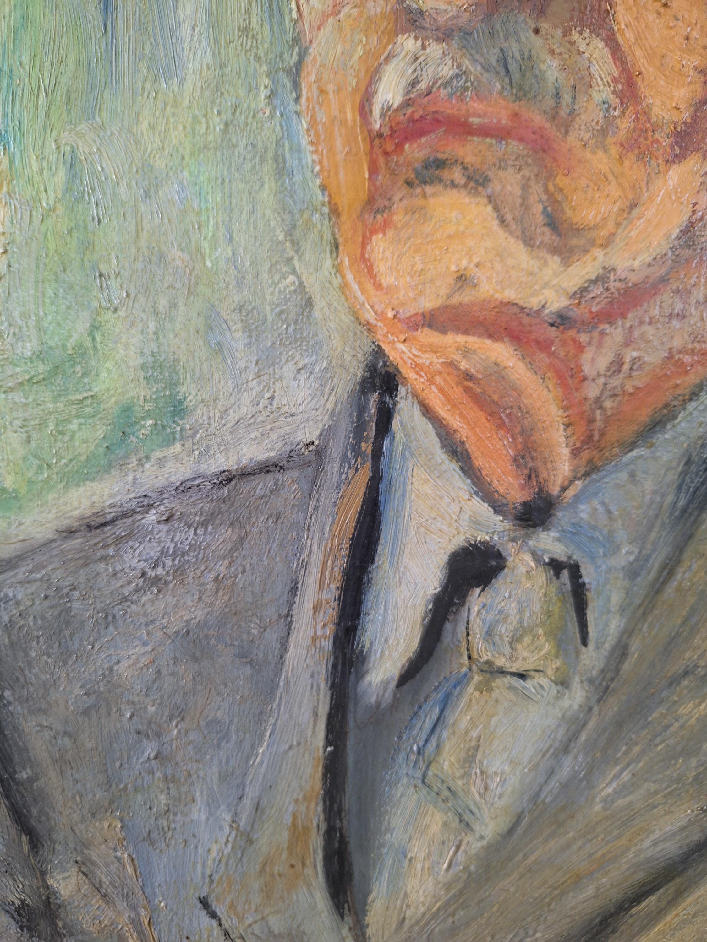 帽子をかぶった男性の油絵肖像画、フランスのオリジナル作品、レジオン 