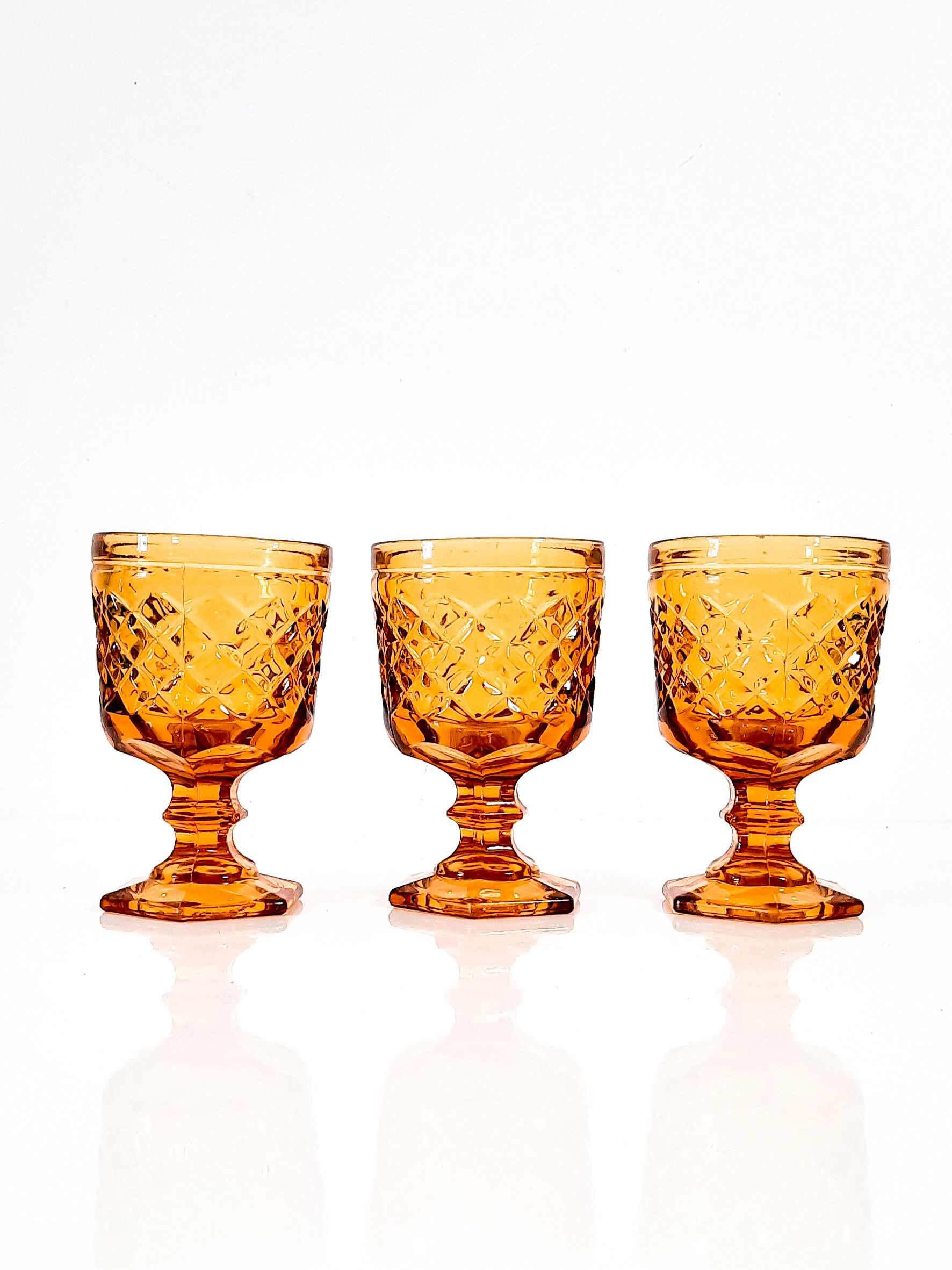 Verres Ambrés Ensemble de 3 , Grands Verres à Vin, Verres Boire en Ambre d'ananas, Tige, Du Milieu S