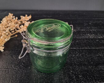 Ancien Bocal En Verre Vert L'Idéale 500 Ml – Rangement Ou Déco Vintage