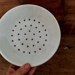 Antique Ceramic Colander Plate, Ceramic Strainer Vintage, Minimalist Kitchen Decor, Zero Waste Kitchen, Pottery Strainer, Terracotta Plate,