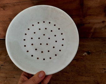 Antique Ceramic Colander Plate, Ceramic Strainer Vintage, Minimalist Kitchen Decor, Zero Waste Kitchen, Pottery Strainer, Terracotta Plate,