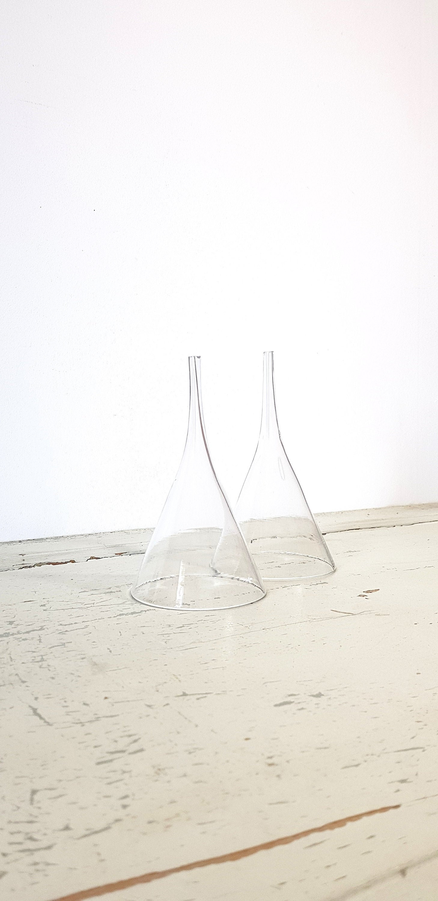 Antique Apothecary Glass Funnel Set Of 2, Old Pharmacy Decoration, Français Brocante Curiosity Cabin