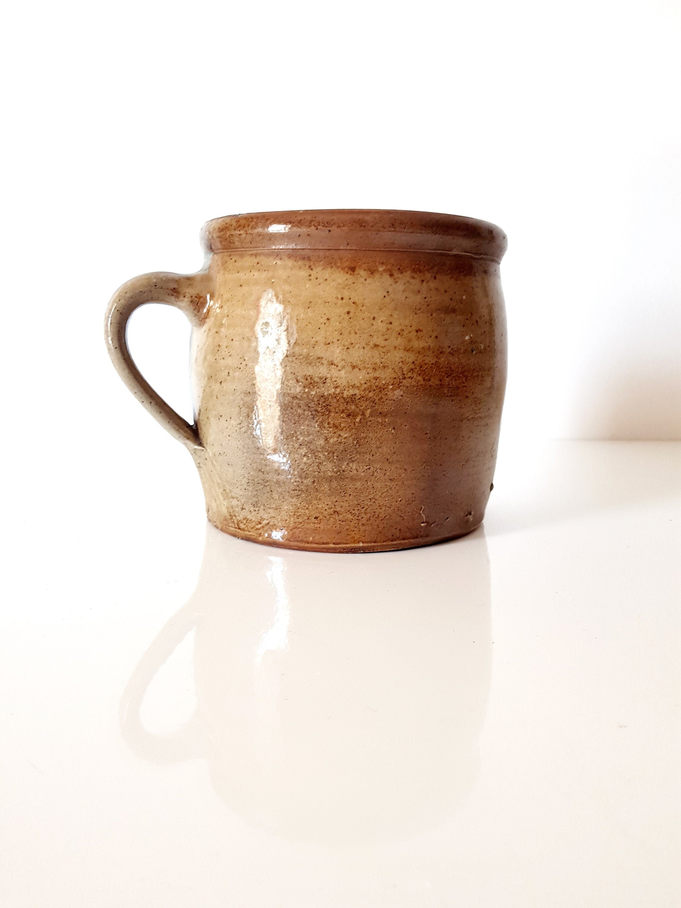 Français Terracota Pot avec Poignée, Crock, Confit en Grès, Poterie Faite à La Main, Ferme Français