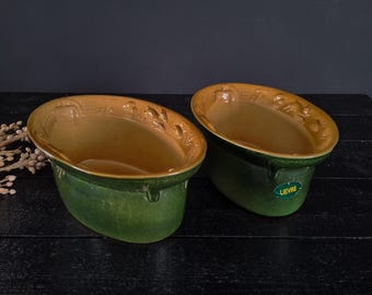 Cocotte En Fonte émaillée Verte - Forme Rectangulaire - Vintage Cuisine Campagne