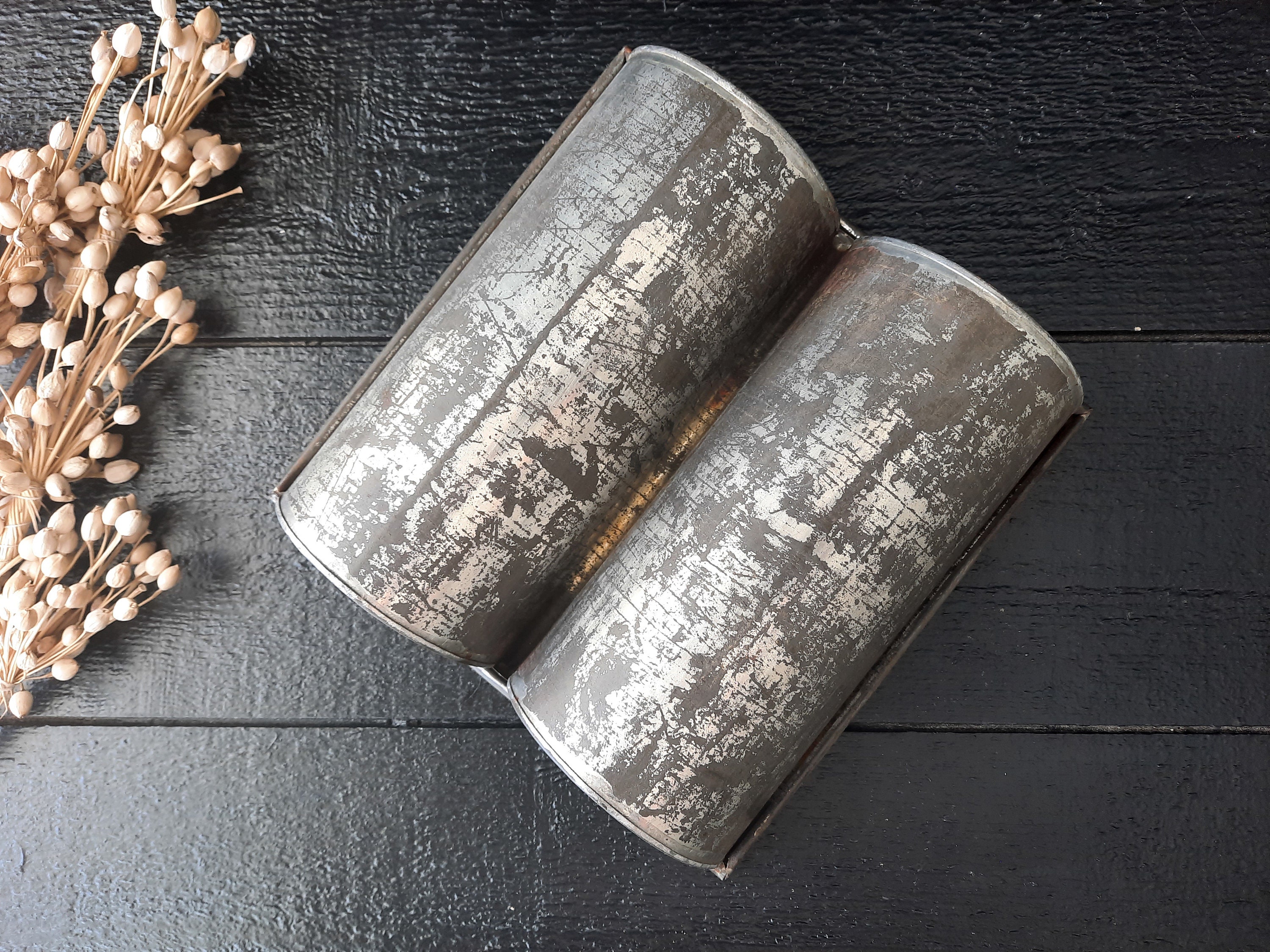 French Vintage Metal Cash Tray for Coins, Old Metal Cash Box, Coin