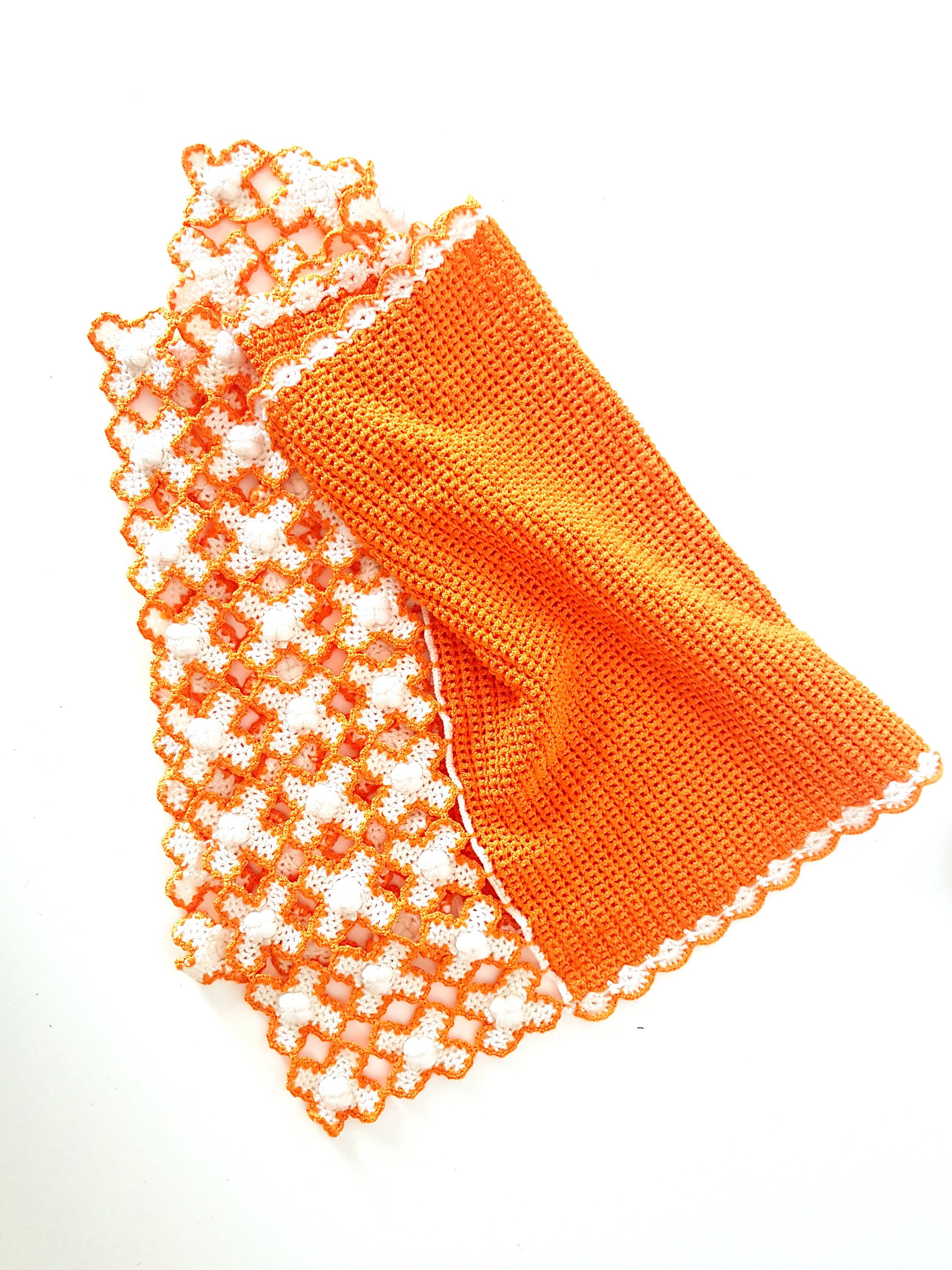 Français Long Table Runner Orange & White, Retro Plaid Tablerunner, Décoration de Table Des Années 1