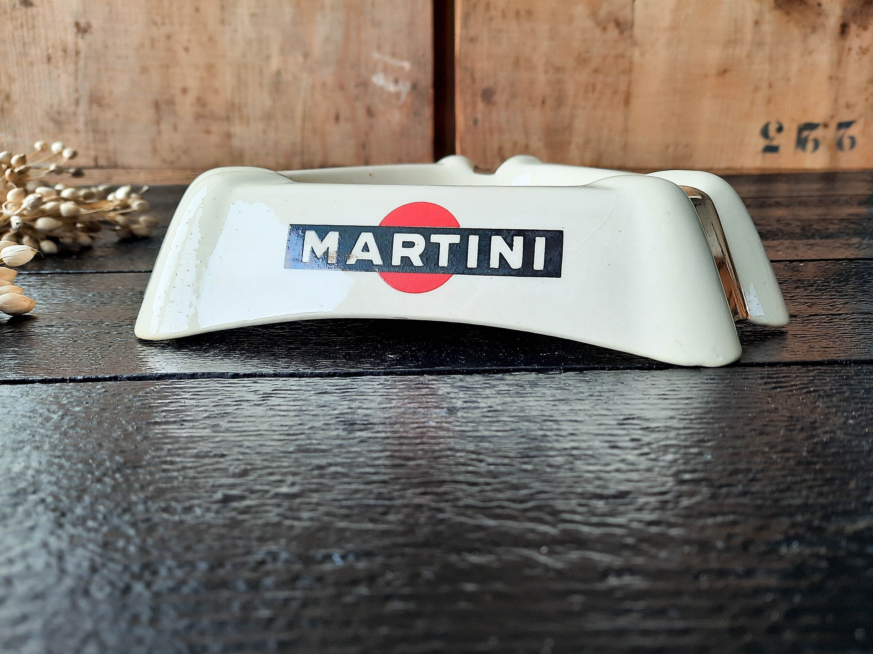特大 MARTINI フレンチ灰皿 広告 ヴィンテージ セラミック灰皿