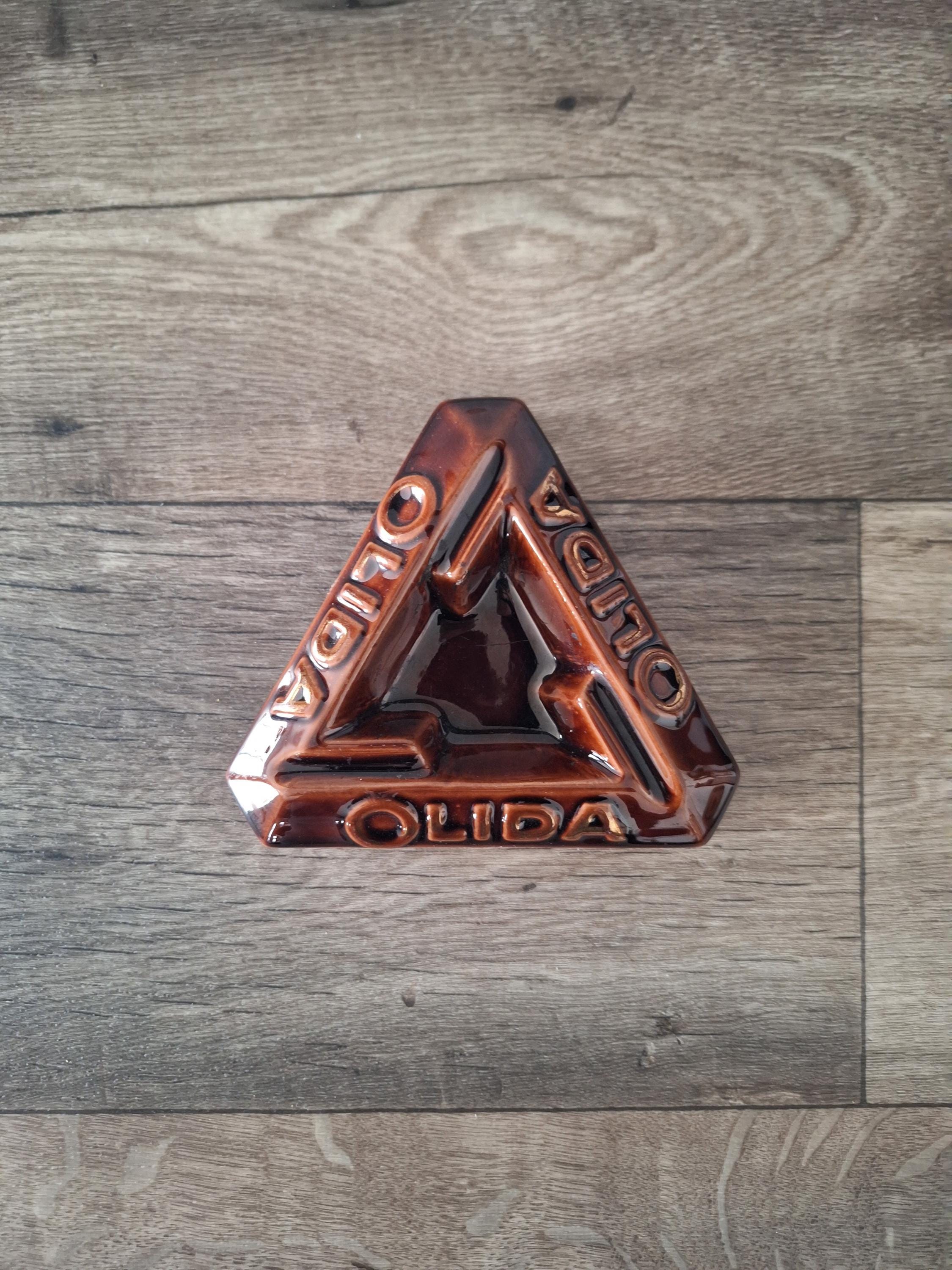 Vintage French OLIDA Majolica Ashtray 1950s Brown Advertising
