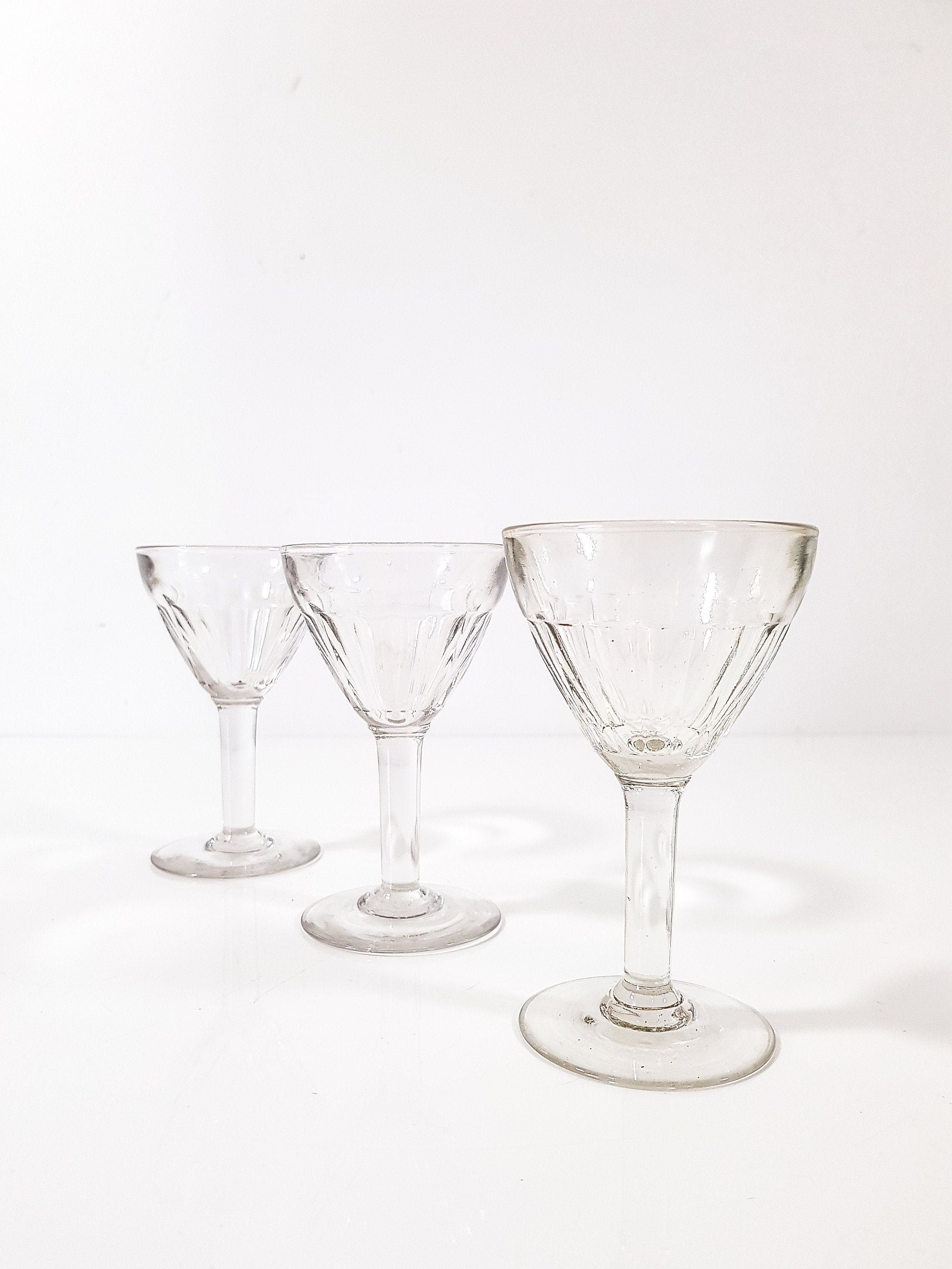 Français Bistro Ensemble de 3 Verres à Boire, Gobelets Bistro, Stemware Vintage, Gobelet en Verre, V