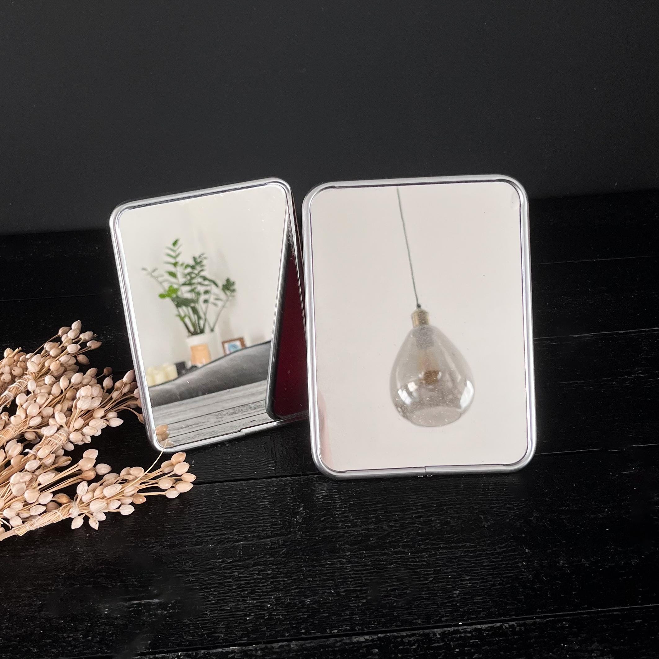 ヴィンテージバーバーミラーのペア、フレンチクロームフレームの卓上