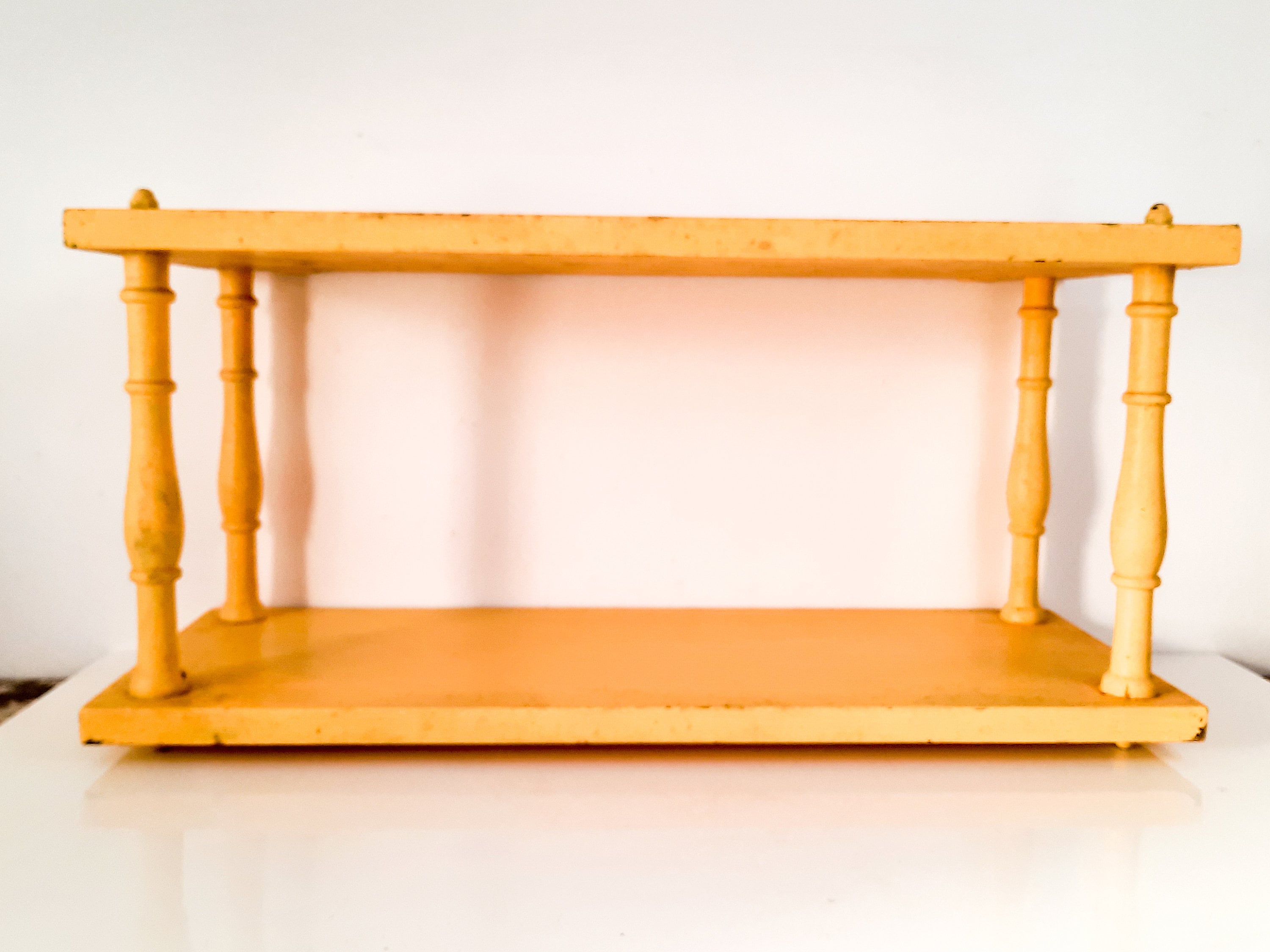 Armoire en Bois Cottage Accrochage Mural, Étagère Jaune, Rustique Murale Peinte à La Main Pour Cuisi