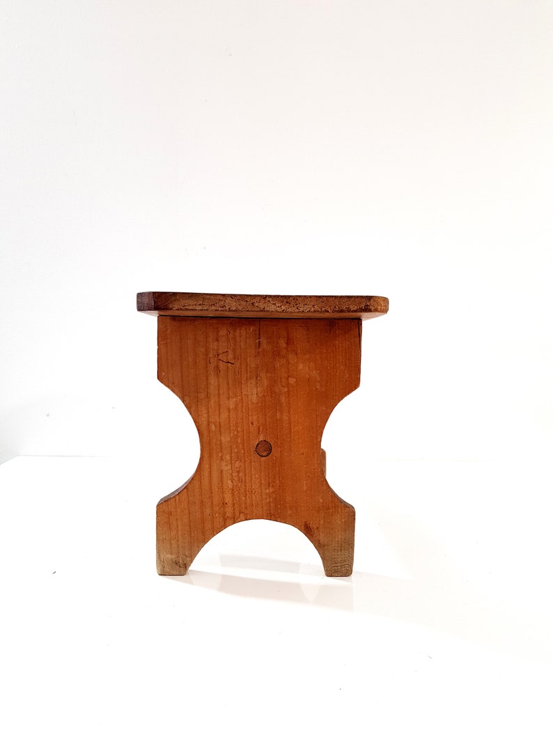 Vintage Small Wooden Stool Rustic French Wood Stool Hardwood Bench,