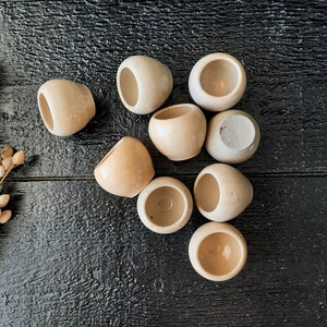 Set of 9 Tea Stained Vintage French Stoneware Escargot Pots Handmade