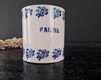 ヴィンテージ フレンチ ブルー＆ホワイト セラミック フラワー