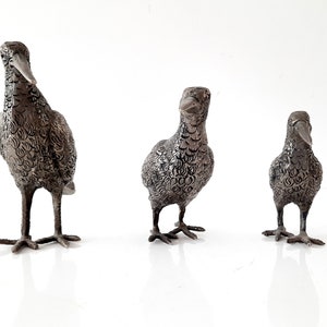 Set of 3 Pewter Silver Woodcocks Vintage in Mauro Manetti Style, Birds ...