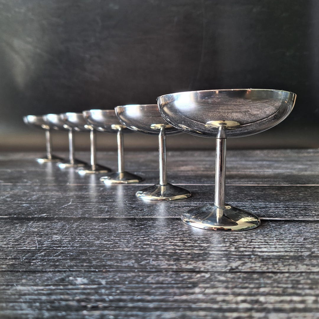 Set of 6 Parisian Cafe Cup Inox Ice Cream Bowl Guy Degrenne Stainless ...