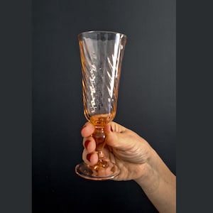 Set of 6 Blush Pink Champagne Flutes from Luminarc Rosaline Pink Swirl Glasses France