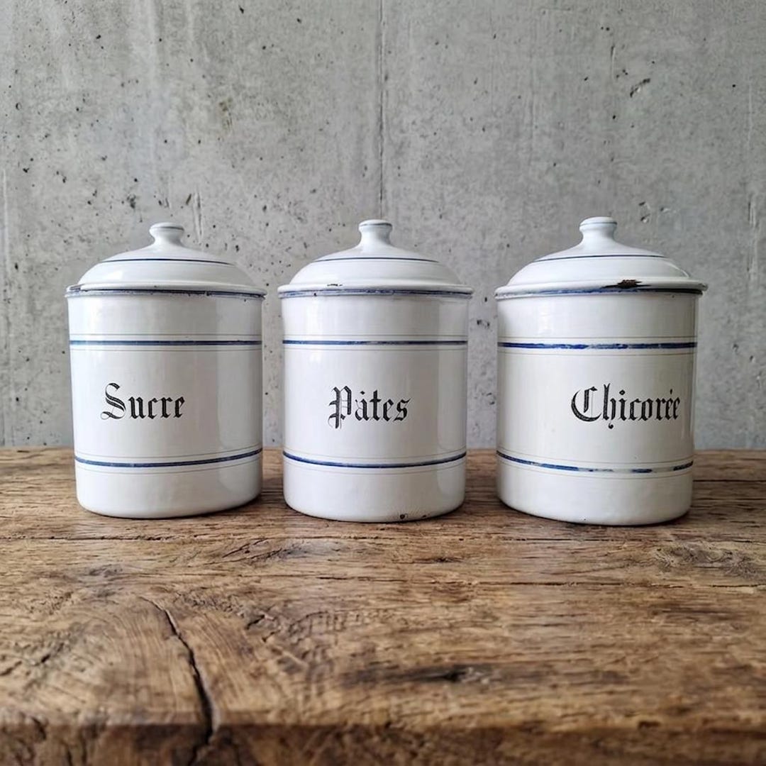 イマン　ヴィクトリア キャニスターenamel antique canister イマン ヴィクトリア キャニスターenamel antique canister Vintage