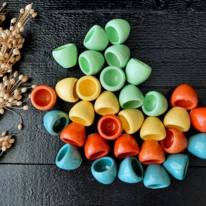 Set of 32 French Vintage Snails Molds in Multicolored Glazed Ceramic, Stoneware Escargot Pots