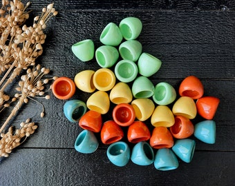 Set of 32 French Vintage Snails Molds in Multicolored Glazed Ceramic, Stoneware Escargot Pots