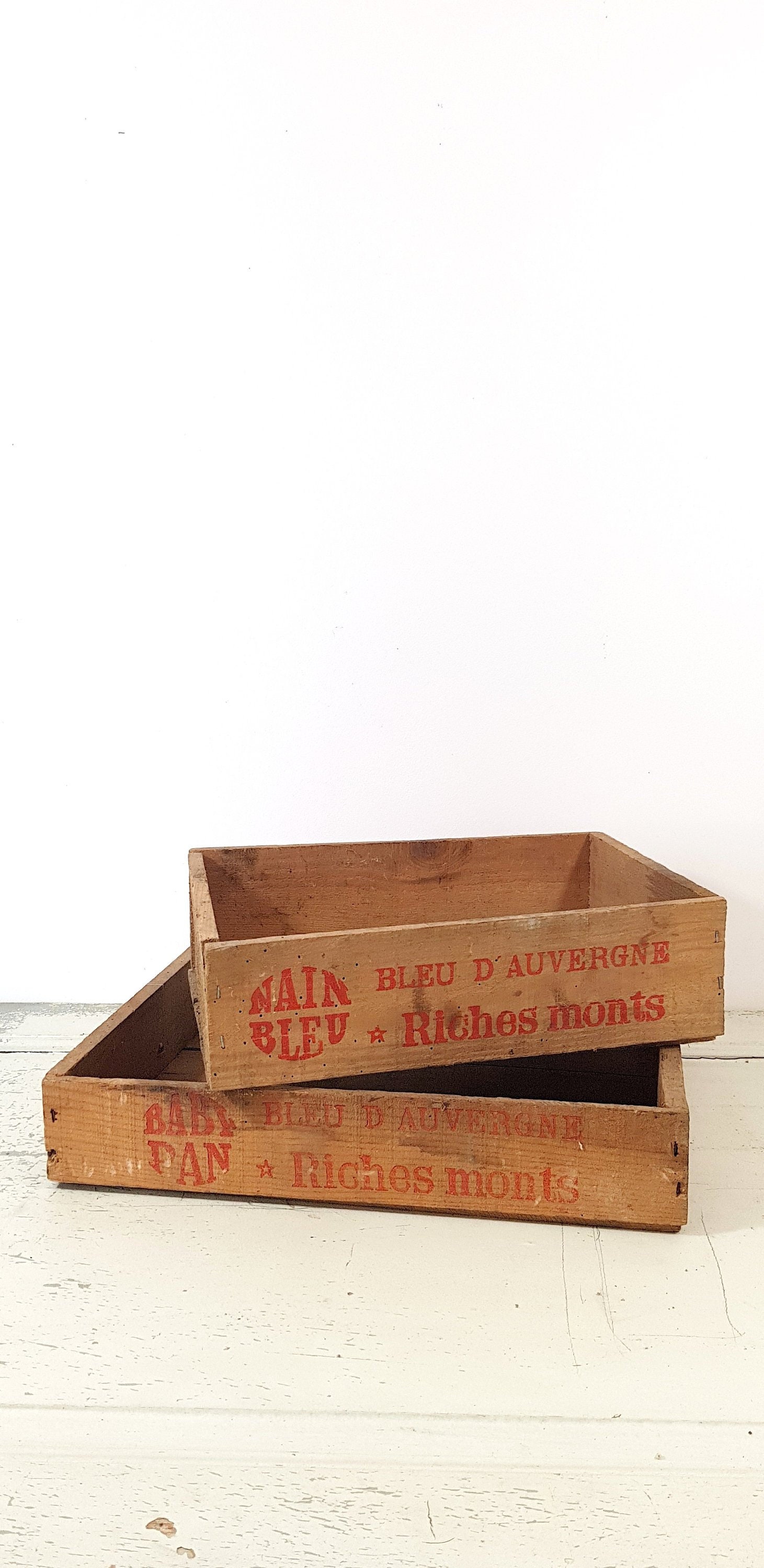 2 Boîtes à Fromage en Bois Organisateur Rustique Boîte d'affichage en Caisse Vintage Français