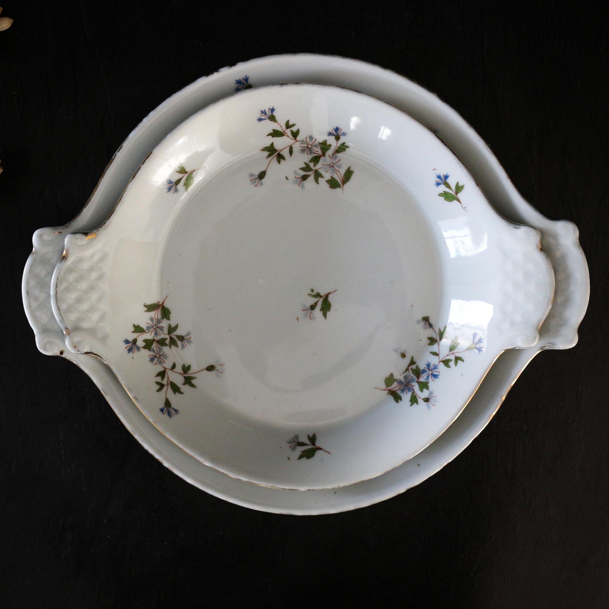 Service De Table Complet Vierzon Porcelaine – 12 Pers – Motif Feuilles – Vintage
