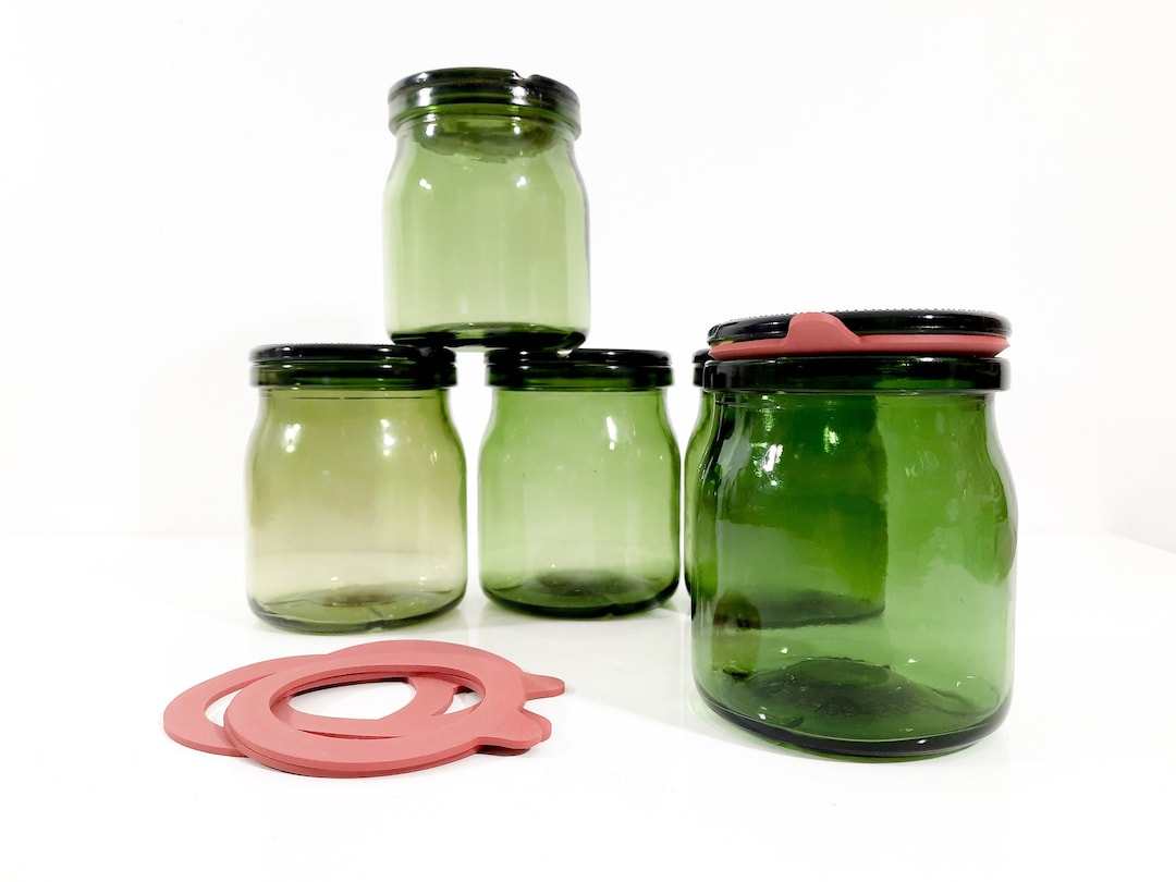 Vintage Olive Green Canning Jar With Lid From Bülach Switzerland Glass