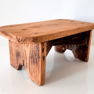 French Antique Wooden Foot Stool, Wood Footstool Small Display Stand, Wooden Stool Rustic, Hardwood Bench