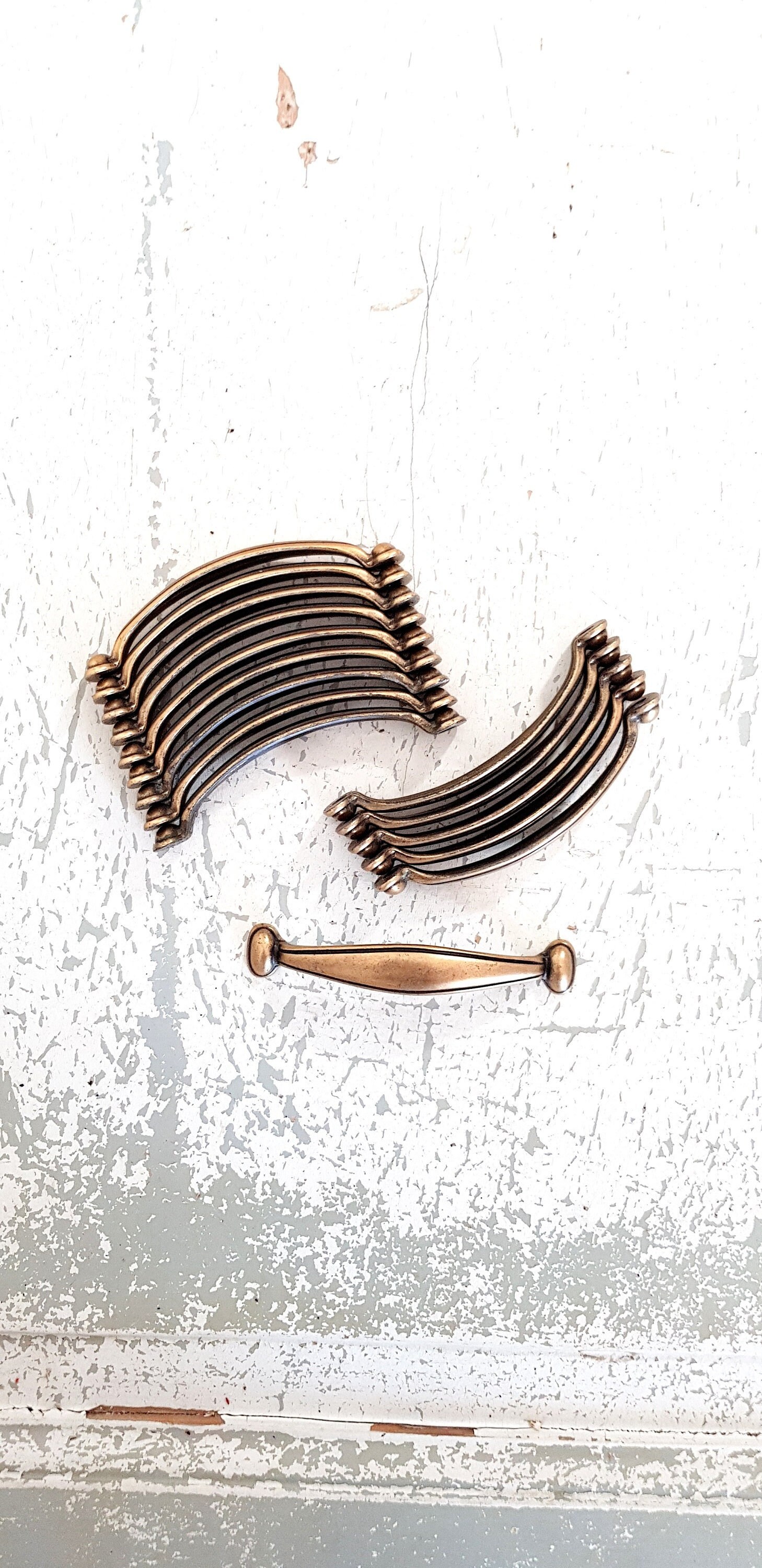 15 Tiroirs en Laiton Antique Français Tiroir Sculpté de 4, 3 Pouces