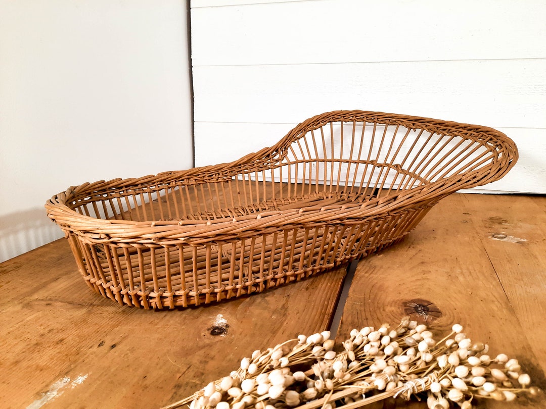 Large Antique Wicker Doll's Cradle 25.6 Basket Doll Etsy