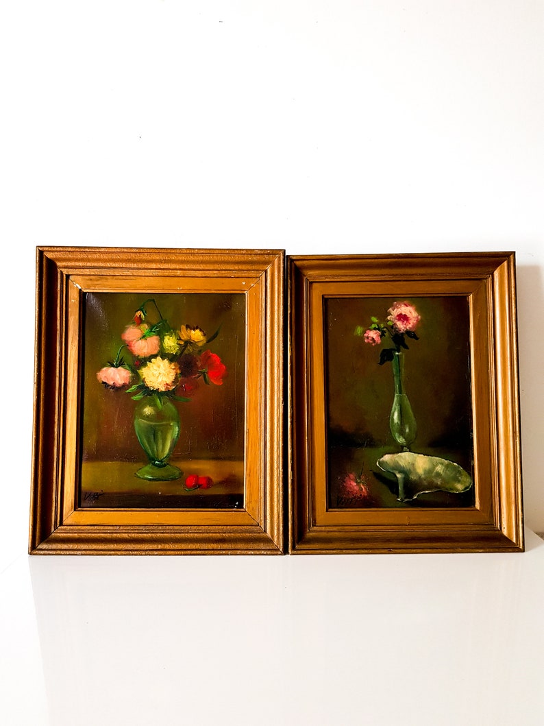 Vintage Oil Painting on Canvas Flowers in Frame Signed VITTI Etsy