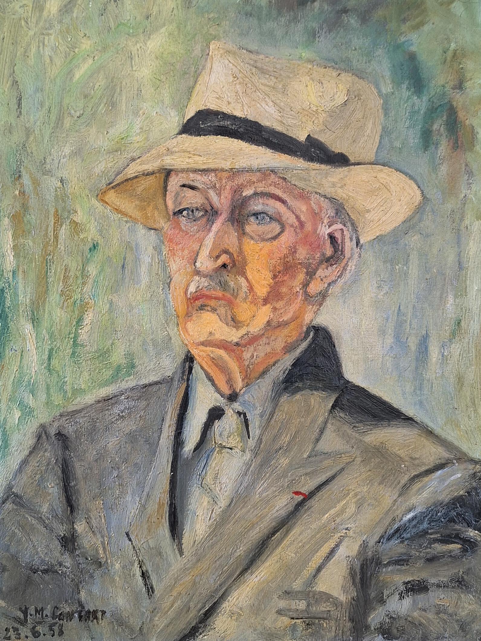 帽子をかぶった男性の油絵肖像画、フランスのオリジナル作品、レジオン 