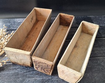 大型フランスアンティークハンドメイド長方形ツールボックス木製