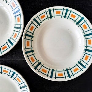 French Vintage Ironstone Plate from BADONVILLER Quiberon, Art Deco Plate Orange and Green, For ONE