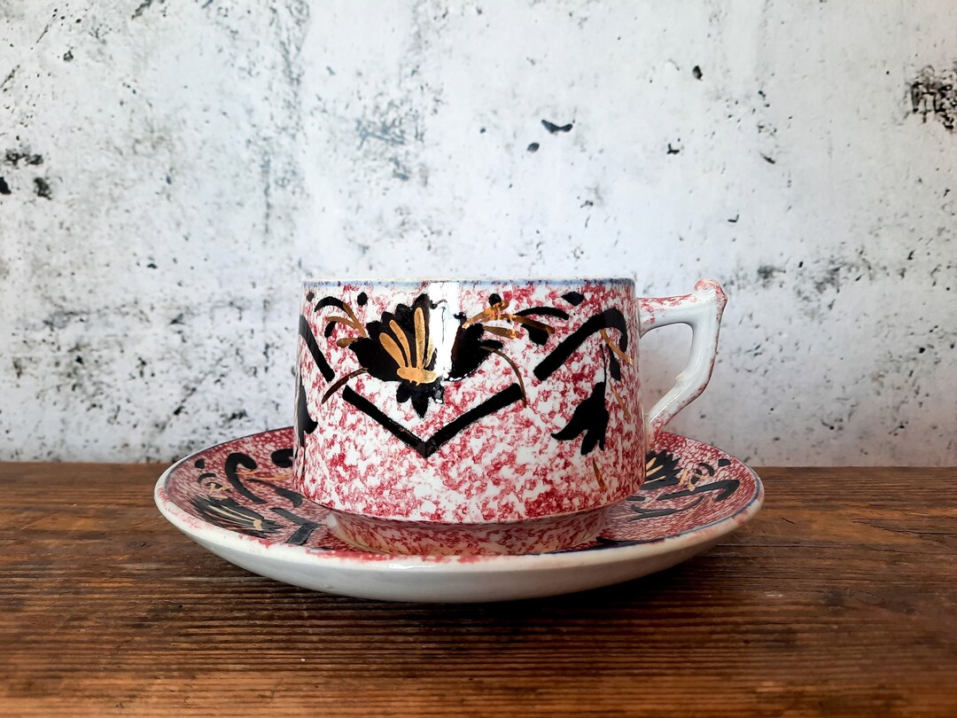 Tasseらsoucoupe ANCIENNEブーケporcelaineシテデサイエンス