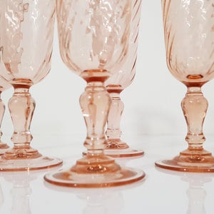 Blush Pink Champagne Flutes from Luminarc Rosaline Set of 6 Pink Swirl Glasses France image 2