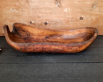 Extra Large Olive Wood Decorative Bowl Vintage