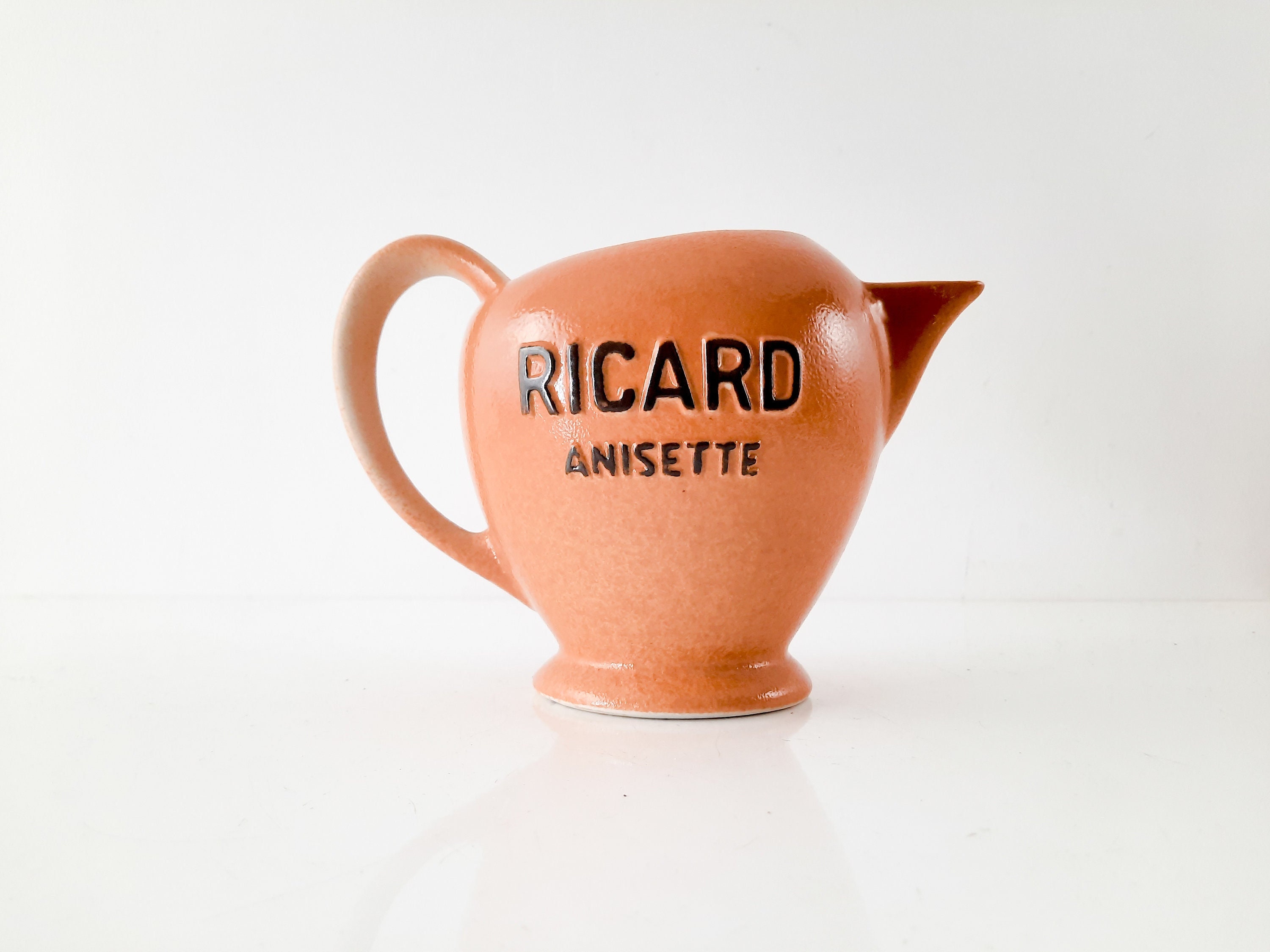 Français Ricard Pitcher Anisette, Ricard Water Jug Pour Pastis , Vintage Advertising Ceramic Canette