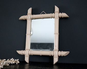 French Bamboo Mirror, Vintage Mirror Wall Mirror Decorative Vintage Mirror Frame Bamboo Wall Mirror Vintage Wood Framed Mirror Rustic Mirror