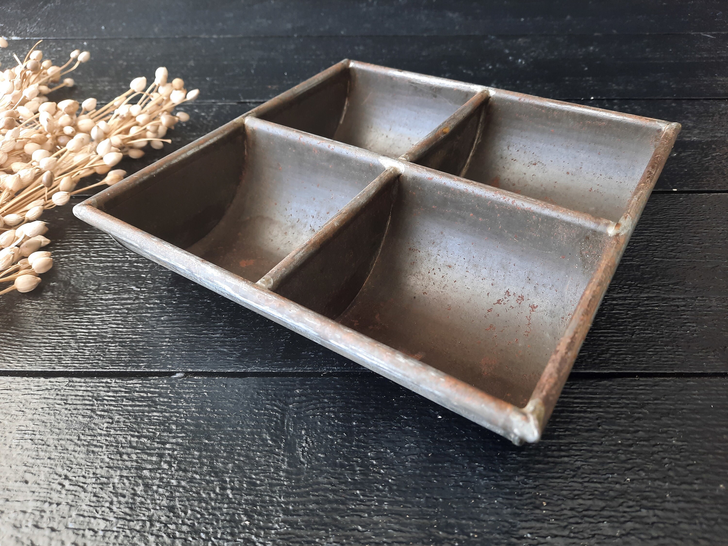 アンティーク雑貨 1950~60s French Vintage Cash Tray French Vintage Metal Cash Tray for Coins, Old Metal Cash Box, Coin