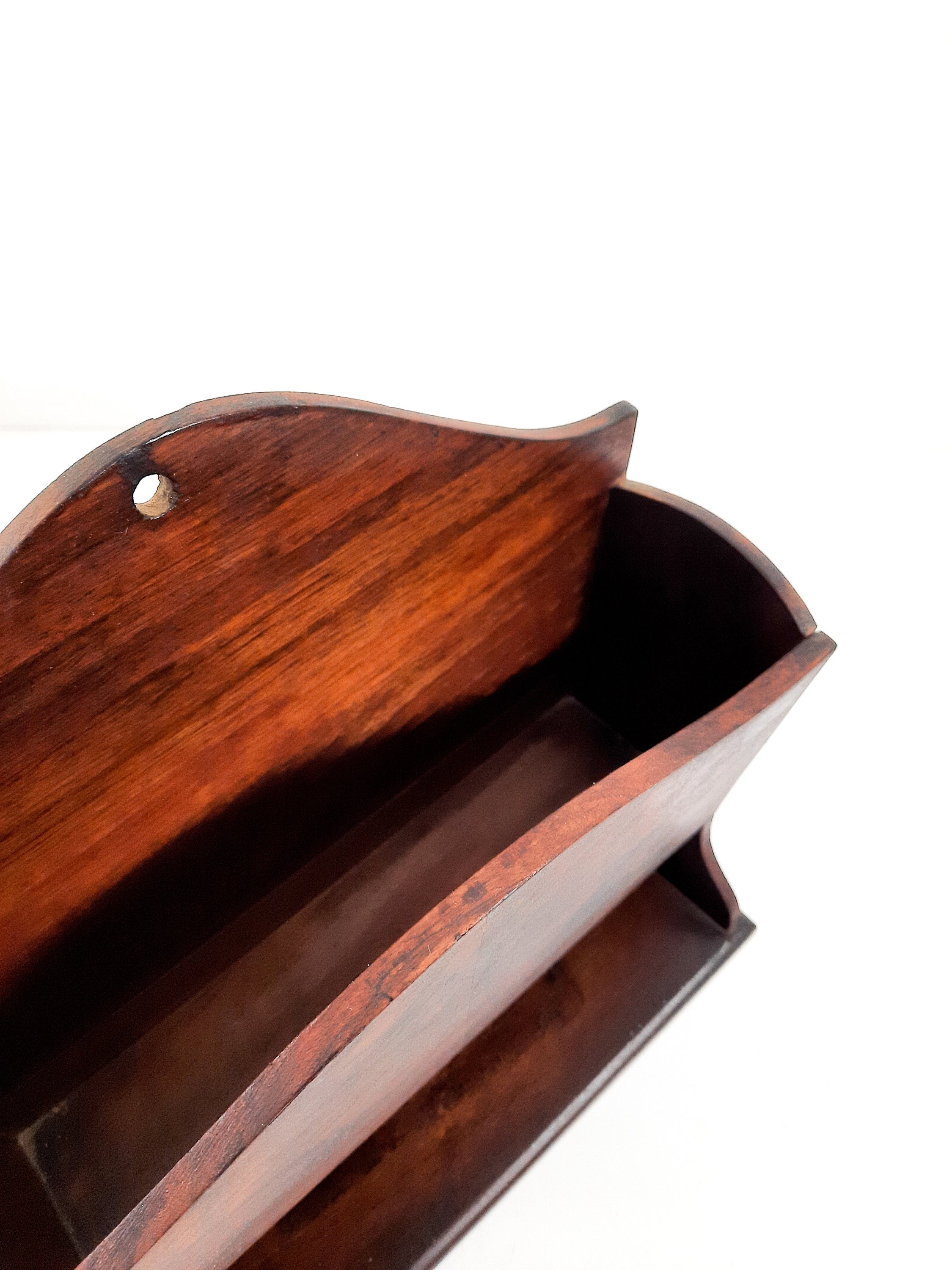 Antique Wood Letter Holder Wall Mount Paper Organizer Wooden Etsy