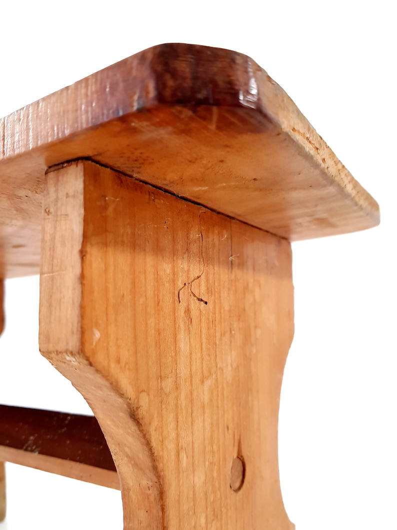 Vintage Small Wooden Stool Rustic French Wood Stool Hardwood Bench,