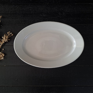 Large White Oval Serving Platter Brasserie Thick Ironstone by Alfred HACHE & Co France Restaurant Limoges Jeanne D&#39;Arc Living