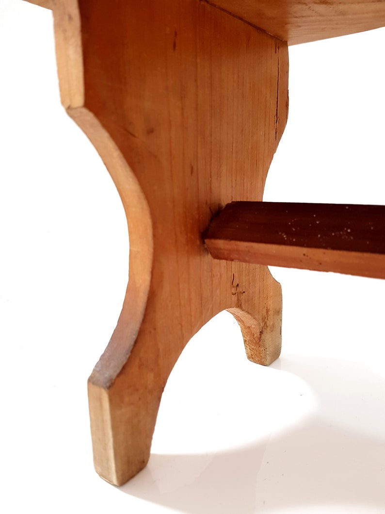 Vintage Small Wooden Stool Rustic French Wood Stool Hardwood Bench,