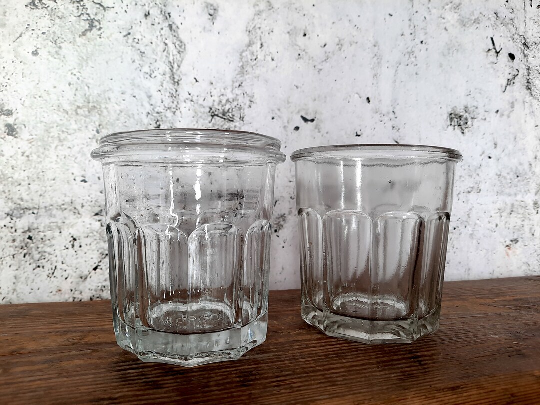 Set of 2 Antique French Jelly Jars Faceted Glass Jam Jar Etsy